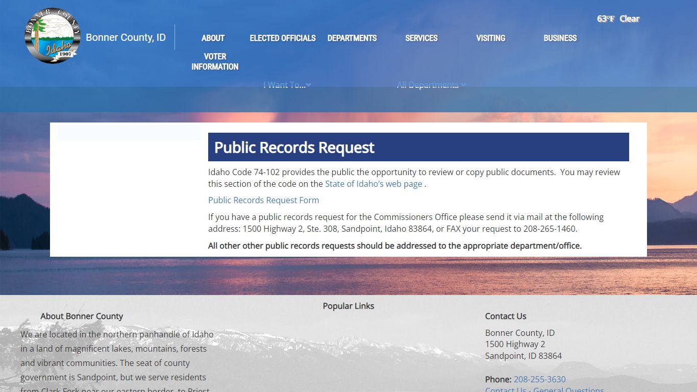 Bonner County - Public Records Request